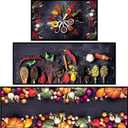 3 Pcs Spice Kitchen Floor Mats Anti Fatigue Farmhouse Washable Cooking Artistic Colorful Kitchen Rugs Non Slip Comfort Standing Cushioned for Cooking, 20'' x 32'', 20'' x 48'' + 20'' x 59''