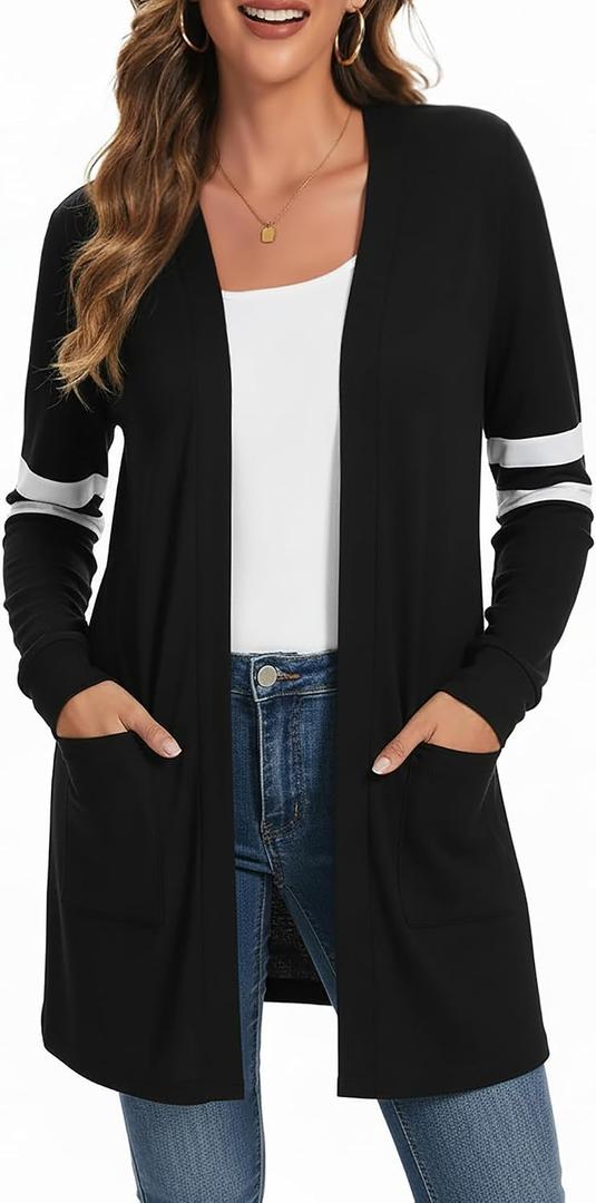 Lightweight Cardigan for Women Long Sleeve Sweater Office (M)