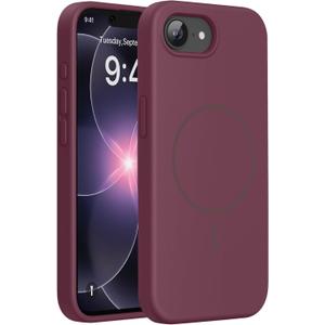Miracase Magnetic for iPhone 17e Case & iPhone 16e Case, [Soft Anti-Scratch Microfiber Lining], Compatible with MagSafe, Silicone Shockproof Protection Phone Case for iPhone 17e/16e, Wine Red