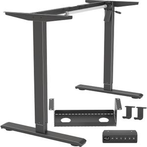 Standing Desk Frame Electric Adjustable Legs, Stand up Desk Frame Workstation Desk Base, Adjustable Standing Desk Legs, 3 Memory Height Settings, with Cable Management Tray, Headphone Hook (Black)