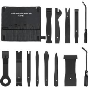 GOOACC 13PCS Nylon Trim Removal Tool Set for Bumper Fastener Rivet Clips Car Door Clip Panel Audio Video Dashboard Dismantle Black