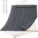 SUNCREAT Hammocks for Outside, Two Person Hammock for Patio, Garden, Porch, Outdoor, Dark Grey