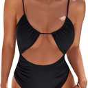 Blooming Jelly Womens One Piece Swimsuit Tummy Control Bathing Suit Sexy Flattering Cheeky High Cut Out Cute Ladies Swimwear (Small, Black)
