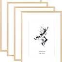 Yaetm 16x20 Picture Frame Matted to 11x14 Set of 4, Natural Solid Oak Wood 16x20 Frame for Gallery Wall, Photos, Posters & Art Prints, Horizontal and Vertical Wall Mount (4 pack, Oak)