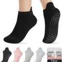 Pilates Socks with Grips for Women 4 or 6 Pairs Non-Slip Yoga Socks for Dance and Workout Athletic Fitness Socks (Black,gray,white,pink)