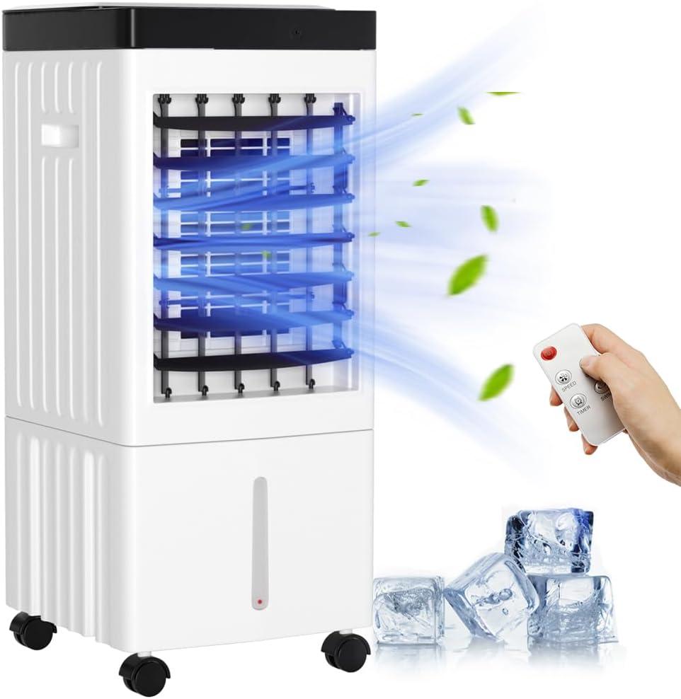 Portable Air Conditioner, 3-in-1 Evaporative Air Cooler w/Cool, Fan & Humidifier for Home Office, Bedroom, 3-Speed Settings,60 Oscillation,1/2/4 H Timer,Remote Control,2000m/h Powerful Wind, 618*265*260mm
