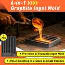 6-in-1 Graphite Ingot Mold, Reusable Graphite Ingot Mold Casting Molds, Long Strip Ingot Mold for Metal Melting, Jewelry Casting, Refining Gold Silver Brass Alumium