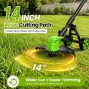 14" Walk Behind String Trimmer with Wheels, Cordless Weed Wacker