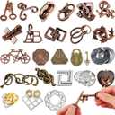 Yilloog 24 Pcs Metal Brain Teaser Puzzles Assortment for Adults Difficult Magic Puzzles Highly Hard Brain Games Iq Logic Test Disentanglement Game for Mind Challenge(Classic)