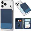 TUCCH for Magsafe Phone Wallet, RFID Blocking [6 Card Slots] [Clear ID Window] PU Leather Folio Women Men Magnetic Card Wallet for iPhone 17 16 15 14 13 12/Pro/Pro Max/Plus/Air, Blue & Light Blue