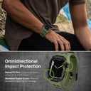 Nereides Compatible with Apple Watch Band 45mm 44mm, for iWatch Band Series 9/8/7/6/5/4/SE/SE2, Rugged Heavy Duty Case with Strap, Shockproof PC Frame Bumper Case for Men (Army Green)