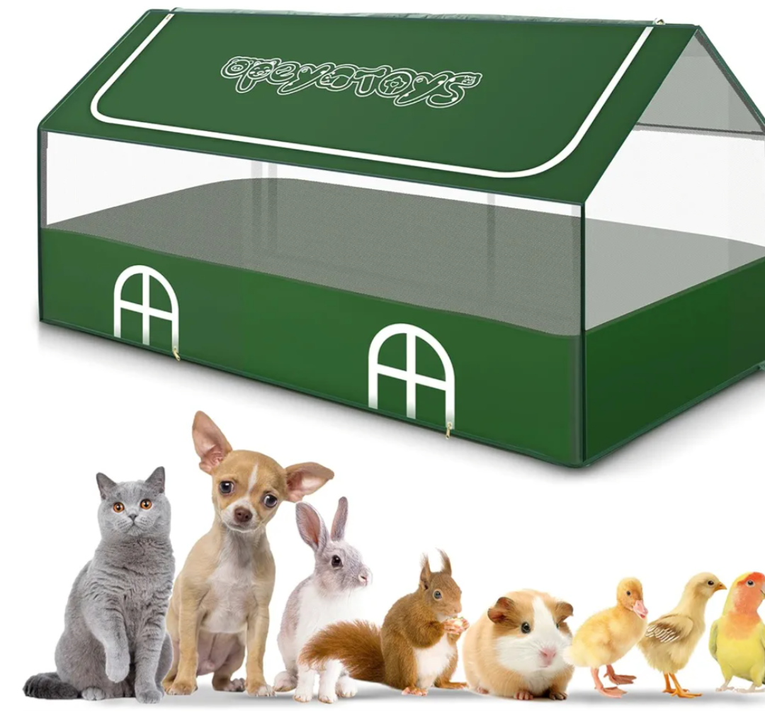 Small Animal Playpen,Rabbit Play Pen, Guinea Pig Cages for Indoor Outdoor,Portable Chicken Coop,Puppy Play Pen with Waterproof Floor for Guinea Pig,Chicken,Hamsters, Hedgehogs,Bunny, Green L