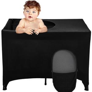 Crib Blackout Cover for Pack and Play,Breathable Blackout Tent for Travel Crib,Portable Stretchy Baby Blackout Tent for Indoor Outdoor Travel