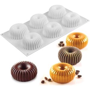 OCPO Kitchen Mini Silicone Mold for Baking Mousse & Cake, French Dessert Mold for Pastry Donuts Chocolate Brownie Jello (6-Cavity)