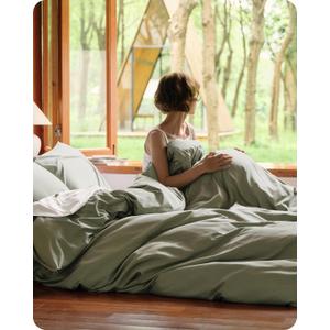 Bedsure Cotton Duvet Cover King Size, Cotton & Rayon Derived from Bamboo Blend Duvet Cover Set for Hot Sleepers,Ultra-Soft, Breathable & Lightweight Home Bedding for All Seasons (Sage Green,104"x90")