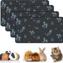 4-Pack Guinea Pig Cage Liner Washable, 16in x 30in Ultra-Absorbent Guinea Pig Bedding for Cage Non-Slip Leak-Proof Pee Pads for Dogs Rabbit Bunny Cat Litter Mat, Navy