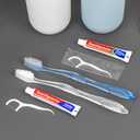 100 pcs Disposable Toothbrushes with Toothpaste Floss Individually Wrapped, 2 Color Toothbrush, 10g Toothpaste, Floss Pick, Bulk Toothbrush for Homeless,Airbnb,Hotel,Guest
