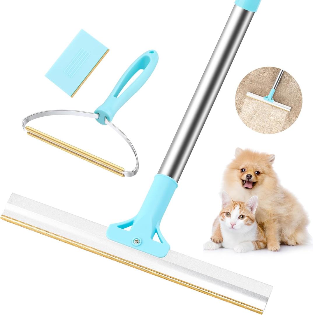 Carpet Rake for Pet Hair Removal (3PCS) 53.5 Adjustable Long Handle Carpet Rake Remover for Cat Dog Hair Remover Carpet Brush Scraper Lint Remover Scraper for Carpets, Rugs, Mats, Couch