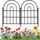 10 Pack Decorative Garden Fence Animal Barrier: 22 in(H) x 10 ft(L) Border Flower Rabbit Garden Fencing Small Arched Rustproof Metal No Dig Fence Landscape Decor for Yard (10 Panels - 17 in(H) X 10.83 ft(L), Black)