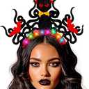 JAKAWIN Light Up Snake Headband Black Halloween Costume Hair Accessories Led Headpiece for Women