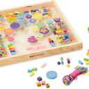 Melissa & Doug Created by Me! Bead Bouquet, Deluxe Wooden Jewelry Making Kit, 220+ Bright Colored Beads & Cords, DIY Necklace & Bracelet Making Kit, Arts & Crafts Toddler Toys for Kids Ages 4+