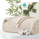 Bedsure Cooling Blanket of Rayon Derived from Bamboo - Lightweight Breathable Cotton Summer Blankets Queen Size for Hot Sleepers, Luxury Throws for Bed, Couch and Sofa, Beige, 90x90 Inches