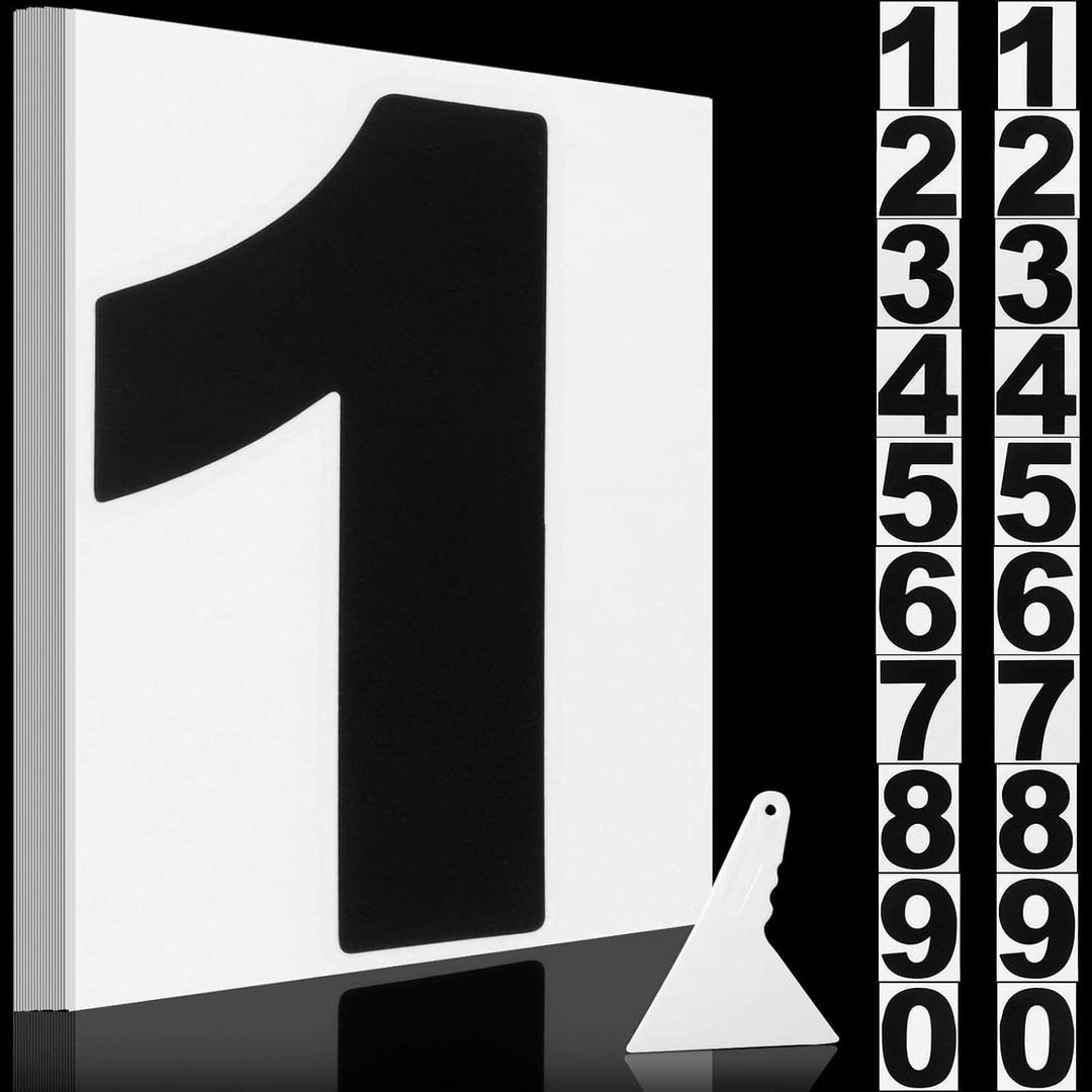2 Sets Vinyl Numbers Stickers Self-Adhesive Window Numbers Stickers Die Cut Waterproof Mailbox Number Decals with Scraper for Mailbox Window Car Door Truck House Indoor Outdoor (Black,6 Inch)