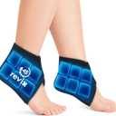 REVIX Ankle Ice Pack Wraps for Plantar Fasciitis Relief, 45-Min Long Lasting Cold Compress Therapy, Reusable Ice Pack for Foot with Ice Grid Design for Achilles Tendonitis & Sprained Ankles, 2 Packs