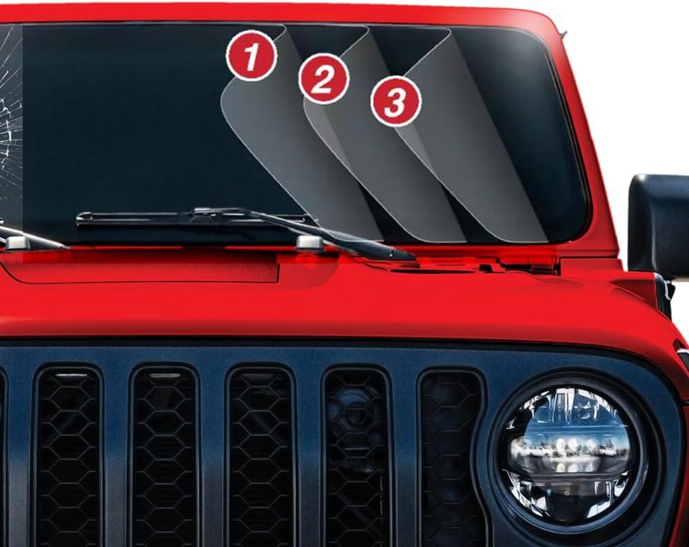 Kit for Jeep(R) Wrangler - 2018-Present - 3 Layer Windshield Protection from Cracks and Breaks - JP1330-JL