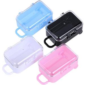 esowemsn 12PCS Mini Suitcase Boxes Travel Suitcase Plastic Candy Favor Box Tiny Jewelry Storage Cases Necklace Ring Jewelry Storage Box for Christmas Wedding Party Decoration(black,white,pink,blue)