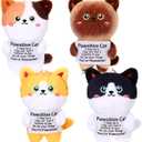 4 Pcs Positive Cat with Inspirational Card Stuffed Animals Plush Toy Emotional Gift for Women Men Employee Coworker Desk Decor Easter Basket Stuffer Gift for Cat Lovers