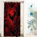 Batmerry Halloween Bats Red Animal Decor Shower Curtain, Black Animal Gothic Gloomy Map Bathroom Decor Polyester Fiber Plastic Rings Quick-Drying Waterproof for Bathtubs/Bathroom, 72x36 inches