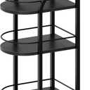 3-Tier Bar Cart, Home Bar Serving Cart with Fence and Wheels, for Dining Room, Living Room, Garden, Party, Black BC06BB