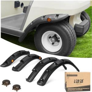 10L0L Golf Cart Front Rear Fender Flares for Club Car DS 1993-up Gas & Electric, with Stainless Steel Screws, Set of 4(Not Fit Modified Models)