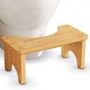 Bamboo Toilet Stool, Wooden Squatting Potty Stool for Adults, 7 Inch Toilet Stool Squat Adult, Non-Slip Wood Poop Stool for Bathroom, Portable Toilet Foot Pooping Steps for Kids (1 Pack, Natural)