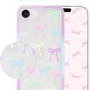 2 x Jusy Compatible with iPhone 7/8/SE Bow Phone Case, Cute Clear Ribbon Bowknot Pattern Aesthetic Soft TPU Transparent Cases - Colorful