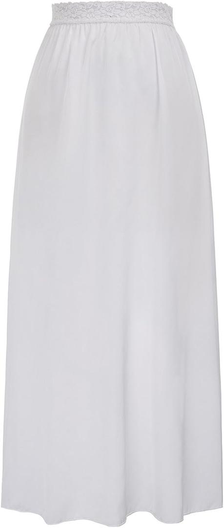 Kate Kasin Half Slips for Women Anti-Static Satin Underskirt Full Length Nude Skirt Lace Trim Short Slips for Under Dresses (Large, White)