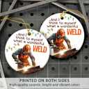 Welder Ornament 2025, Unique Christmas Ornaments, Double Side Ceramic Ornament for Christmas Tree Decorations, Decorative Hanging Ornaments, Gifts for Welders, for Men