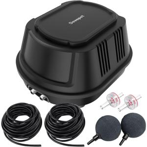 Pond Aerators for Outdoor Koi Ponds, Air Pump for Pond up to 1800 Gallons, All-in-One Flow Adjustable Pond Aeration Kit Pond Deicer with Double Outlet Airline Tubing Air Stones Check Valves