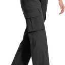Moosehill Cargo Hiking Pants Women High Waisted Water Resistance Baggy Stretch Work Casual Travel Streetwear (18, Black)
