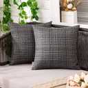 MIULEE Pack of 2 Decorative Outdoor Waterproof Throw Pillow Covers Farmhouse Water Resistant Cushion Covers for Tent Patio Garden Couch Sofa  Inch Gray. 18×18