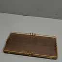 Toilet Paper Basket, Bathroom Basket for Counter Toiletries Towel Decor, Toilet Tank Tray, Guest Back of Toilet Organizer Storage, Vanity Tray for Perfume Makeup, Kitchen 13x6.5 Brown-Gold