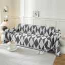 YSTELLAA Couch Cover for Sofa, Boho Sofa Cover Washable Couch Cover for Dogs, Pet Sofa Cover for 2-Cushion Couches with Tassel Furniture Protector Cover,71" x 118",Dark Gray-Diamond