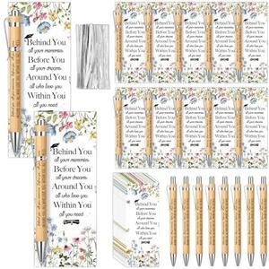 Dunzoom 48 Sets Class of 2025 Graduation Gifts Pens Bulk for Teacher Student Wood Bamboo Pen Thank You Bookmark Cards Cable Ties Behind You All Your Memories Inspirational Graduation Party Favors