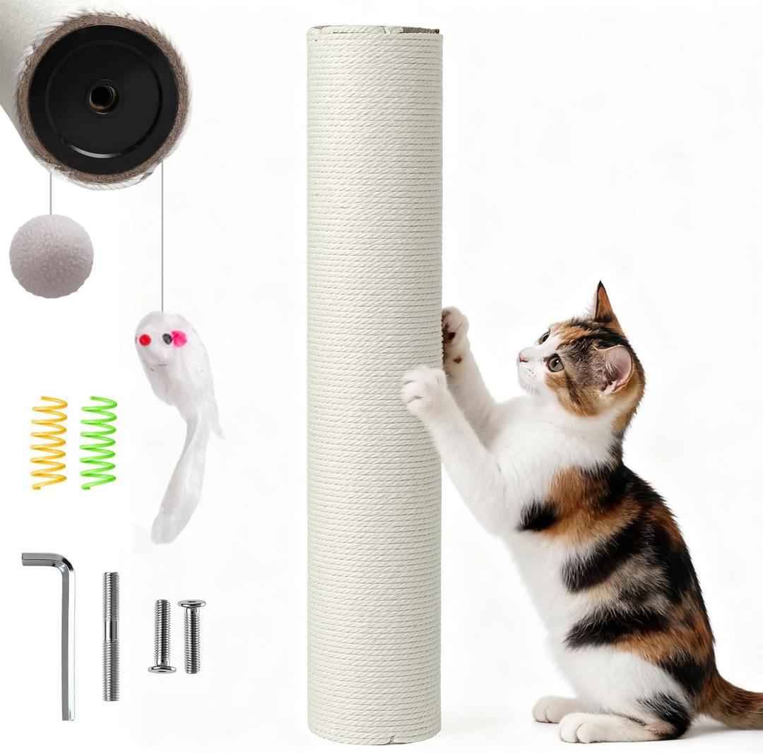 Cat Scratching Post Replacement Pole, 15.75" H, Sisal Pole Replacement Cat Tree Post Indoor, Small Size, with M8 Screws Beige (1PCS)