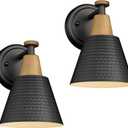 FEMILA Wall Sconces Set of 2, 1-Light Matte Black Bathroom Light Fixtures, Modern Single Vanity Light Wall Lamp with Hammered Metal Shade, 4FG59B-2 BK