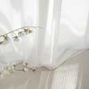 NICETOWN White Privacy Sheer Curtains 84 inches long Vertical Pinstriped for Living Room 2 Panels, Non-See-Through Semi Grommet Window Treatment Light Filtering Drapes for Home Office Bedroom 52" Wide