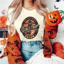 Halloween Shirt Salem Witch Shirt: Women Girls Trip Salem Tshirt Funny Halloween Tees (Medium, Apricot)