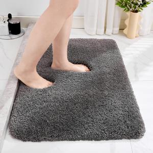 Disolla Bathroom Rug 17x24 - Non-Slip Plush Small Bath Mat, Highly Absorbent & Ultra Soft Fluffy Floor Mat, Machine Washable for Shower and Tub, Dark Grey