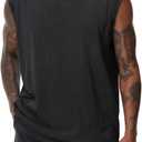 Mens Cotton Sleeveless Tank Tops Cut Off Muscle Gym T Shirts Running Beach Loose Fit Tees (XX-Large, Black)